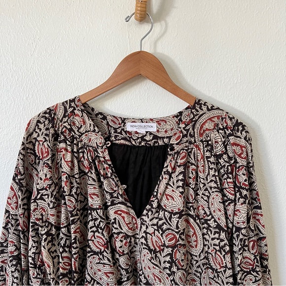 Emerson Fry Olympia Blouse Paisley Black + Clay Satin - Picture 4 of 11